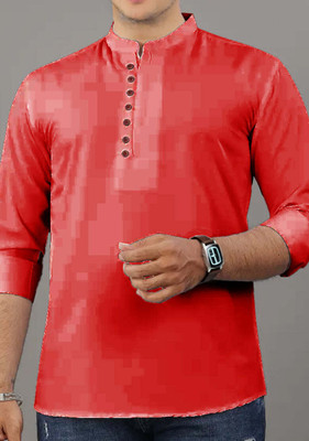 RAREMARK Men Solid Straight Kurta(Red)