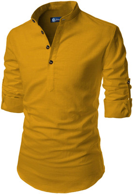 BHUVIKOO Men Solid A-line Kurta(Yellow)