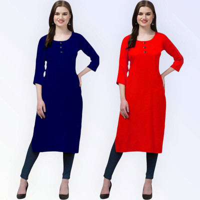 Coft Women Solid Straight Kurta(Multicolor)