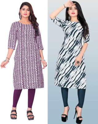 Dhrutiivaste Women Printed Straight Kurta(Multicolor)