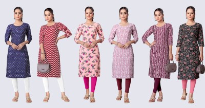 Pihu Fashion Women Printed A-line Kurta(Blue, Maroon, Pink, Purple, Black)