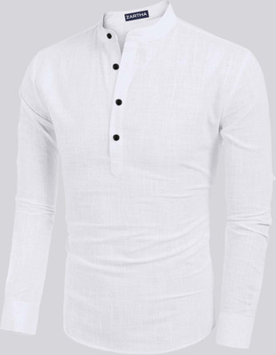 bellstone Men Solid Straight Kurta(White)