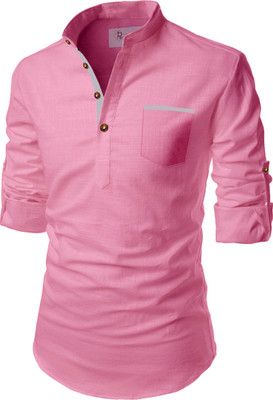 TrendiVastra Men Solid A-line Kurta(Pink)