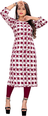 SHLOCK CREATION HUB Women Checkered A-line Kurta(Red)