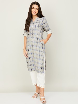 Melange by Lifestyle Women Printed Straight Kurta(Grey)