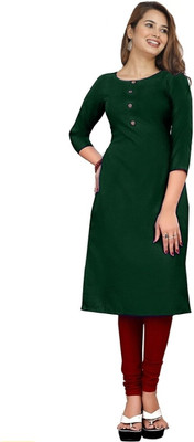 Good Straders Women Solid A-line Kurta(Dark Green)