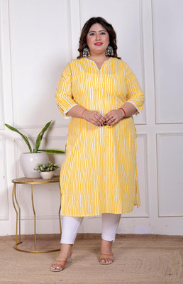 Jyoti Women Printed Straight Kurta(Yellow)
