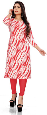 SHLOCK CREATION HUB Women Printed A-line Kurta(Red)