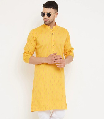 ARMAAN ETHNIC Men Self Design Straight Kurta(Yellow)
