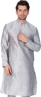 VASTRAMAY Men Solid Straight Kurta(Grey)