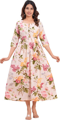 HouseOfCommon Women Printed Anarkali Kurta(Multicolor)