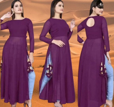 Panth Creation Women Solid A-line Kurta(Purple)