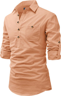BHUVIKOO Men Solid A-line Kurta(Orange)