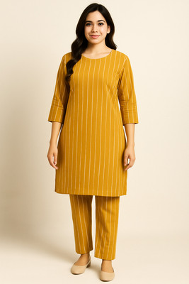 melio Women Solid A-line Kurta(Yellow)