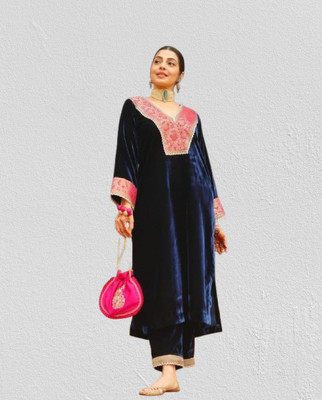 Akshita Women Solid Ethnic Dress Kurta(Blue)