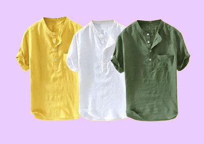 Super Westan Men Solid Straight Kurta(Green, Yellow, White)