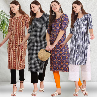1 Stop Fashion Women Printed Straight Kurta(Multicolor)