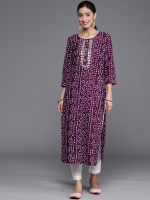 Varanga Women Printed Straight Kurta(Purple)