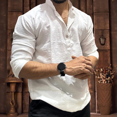 YG BHALIYA Men Solid Straight Kurta(White)