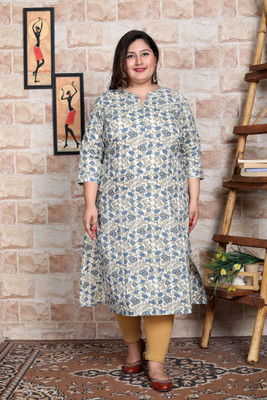 GYAPTI Women Printed, Floral Print Straight Kurta(Blue, White)