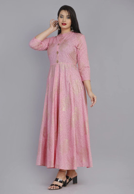 NEW APPARELS Women Embroidered Anarkali Kurta(Pink)