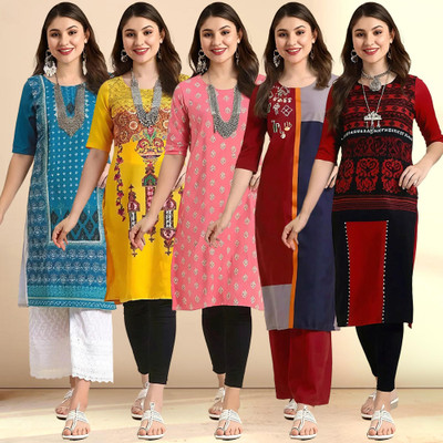 1 Stop Fashion Women Printed A-line Kurta(Multicolor)