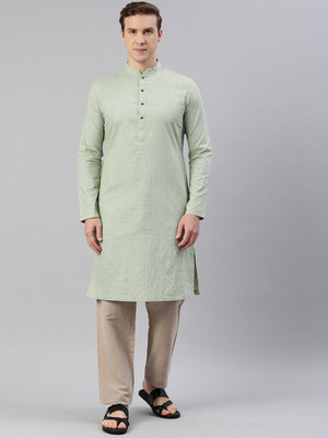 Manthan Men Self Design Straight Kurta(Green)