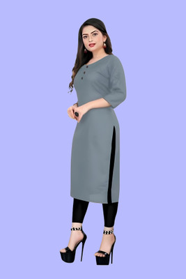 HouseOfCommon Women Solid A-line Kurta(Grey)