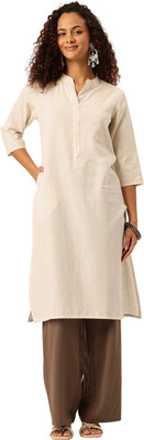 Feranoid Retail Women Solid Straight Kurta(Beige)