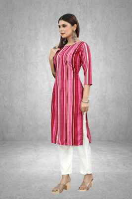 Maridiifashion Women Striped Straight Kurta(Multicolor)