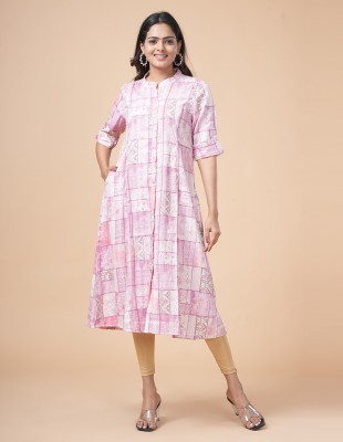 Aarohi Women Printed A-line Kurta(Pink)