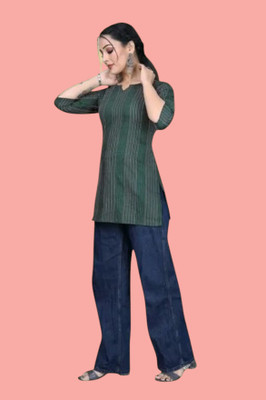 texpa Women Printed Straight Kurta(Green)