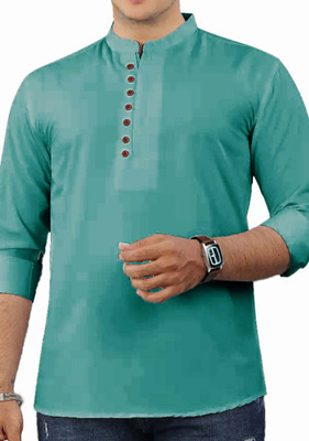 VIMASUTI Men Solid Straight Kurta(Blue)
