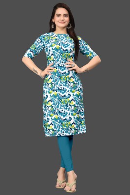 Tashvi Creation Women Printed Straight Kurta(Light Blue)