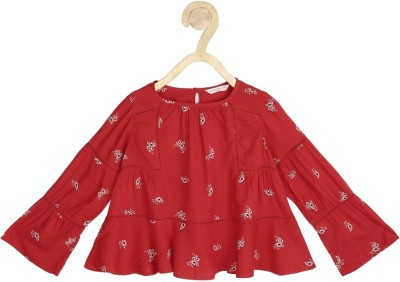 PETER ENGLAND Girls Casual Viscose Blend Top(Red, Pack of 1)