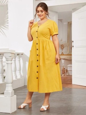Safoora Creation Women A-line Yellow Dress