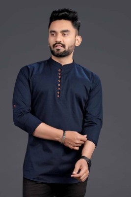 Kirti Fasion Men Solid Straight Kurta(Blue)