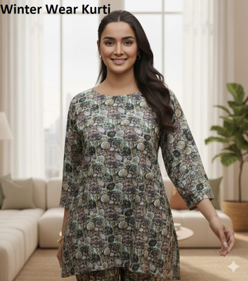 Adnika collection Women Floral Print, Printed Tunic Kurta(Multicolor, Green)