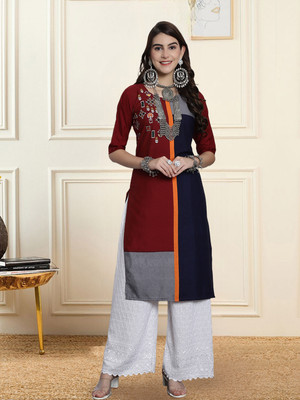 1 Stop Fashion Women Embroidered A-line Kurta(Multicolor)