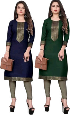 HouseOfCommon Women Solid, Applique, Paisley, Woven Design, Self Design A-line Kurta(Multicolor)