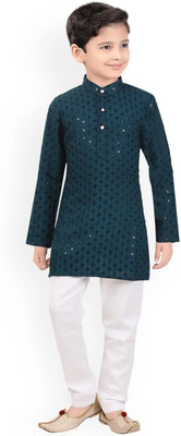Anaya Azrin Boys Embroidered A-line Kurta(Blue)