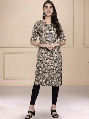 1 Stop Fashion Women Printed A-line Kurta(Green)