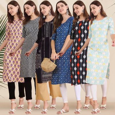 1 Stop Fashion Women Printed A-line Kurta(Multicolor)