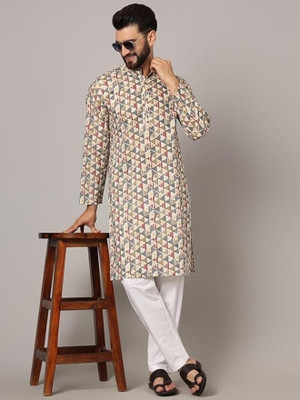 FABRIC FITOOR Men Self Design Straight Kurta(Multicolor)