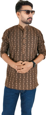 LADSLOOM Men Solid A-line Kurta(Brown)