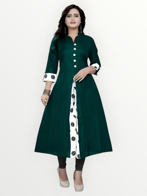 Texpa Fashions Women Self Design A-line Kurta(Dark Green)