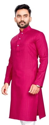 Zoster Men Embellished Straight Kurta(Pink)