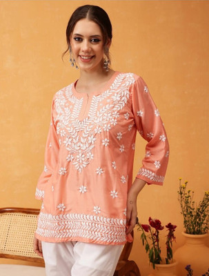Sample Women Self Design A-line Kurta(Pink)
