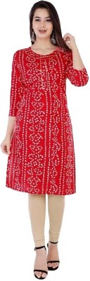 ANTIQUEFASHIONS Women Printed Straight Kurta(Red)