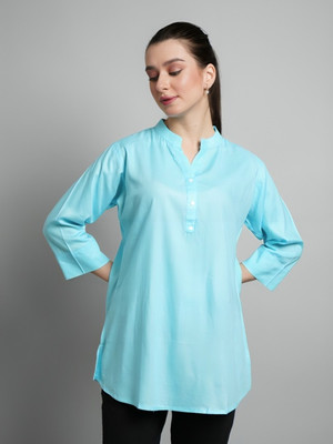 PP Vastram Women Solid A-line Kurta(Light Blue)
